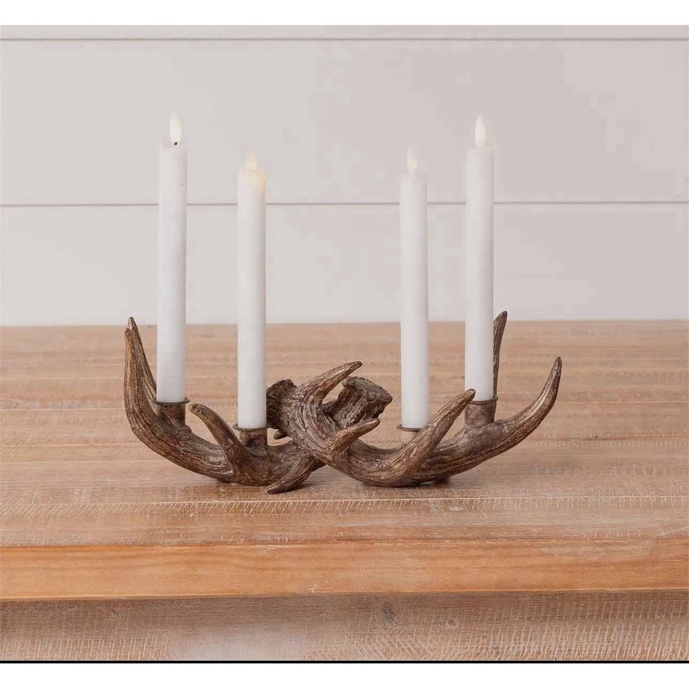 Antler-Inspired 5-Arm Candle Holder - Brown